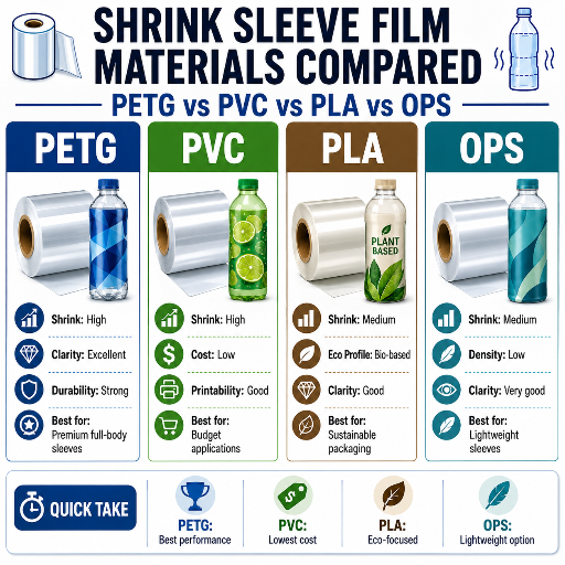 Shrink Sleeve Film Materials Compared: PETG vs PVC vs PLA vs OPS