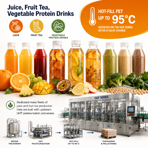 Juice, fruit tea, vegetable protein drinks filling