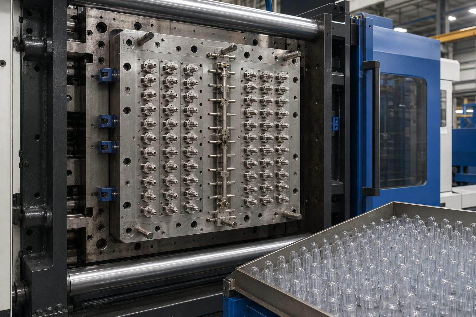 Preform weight + cavities to projection area