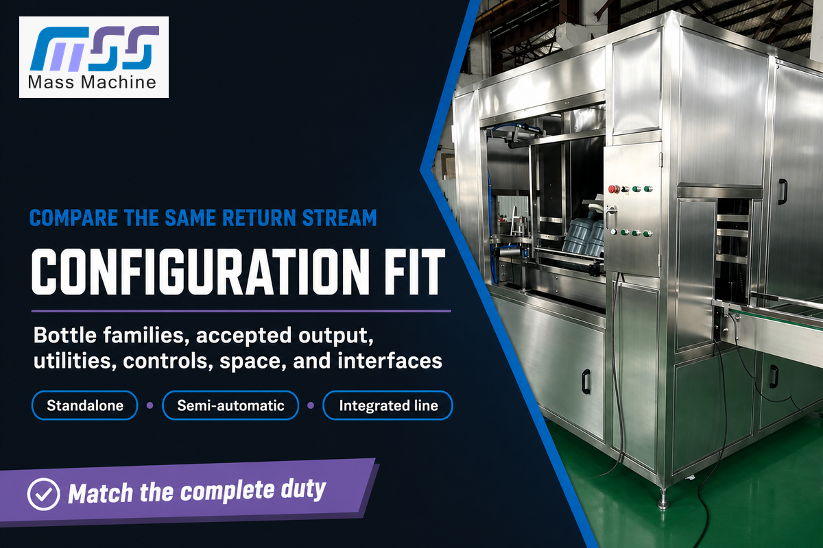 Washer configuration fit depends on bottle variability, utilities, output and interfaces — MassTech guide