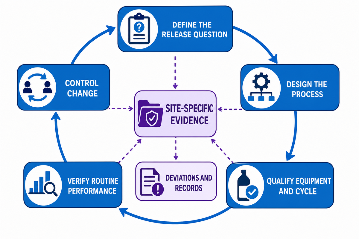 Bottle release validation links process design, qualification, routine verification and change control — EHEDG scope