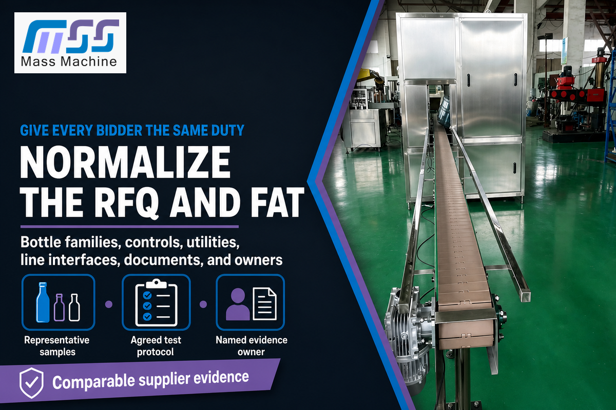 Normalize bottle duty, evidence, utilities and interfaces before comparing washer quotations — MassTech guide