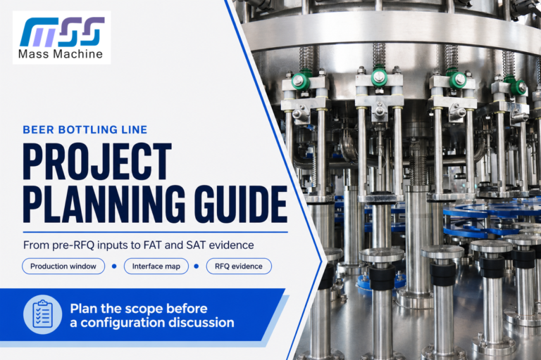 Beer bottling line planning guide cover with a stainless filling carousel
