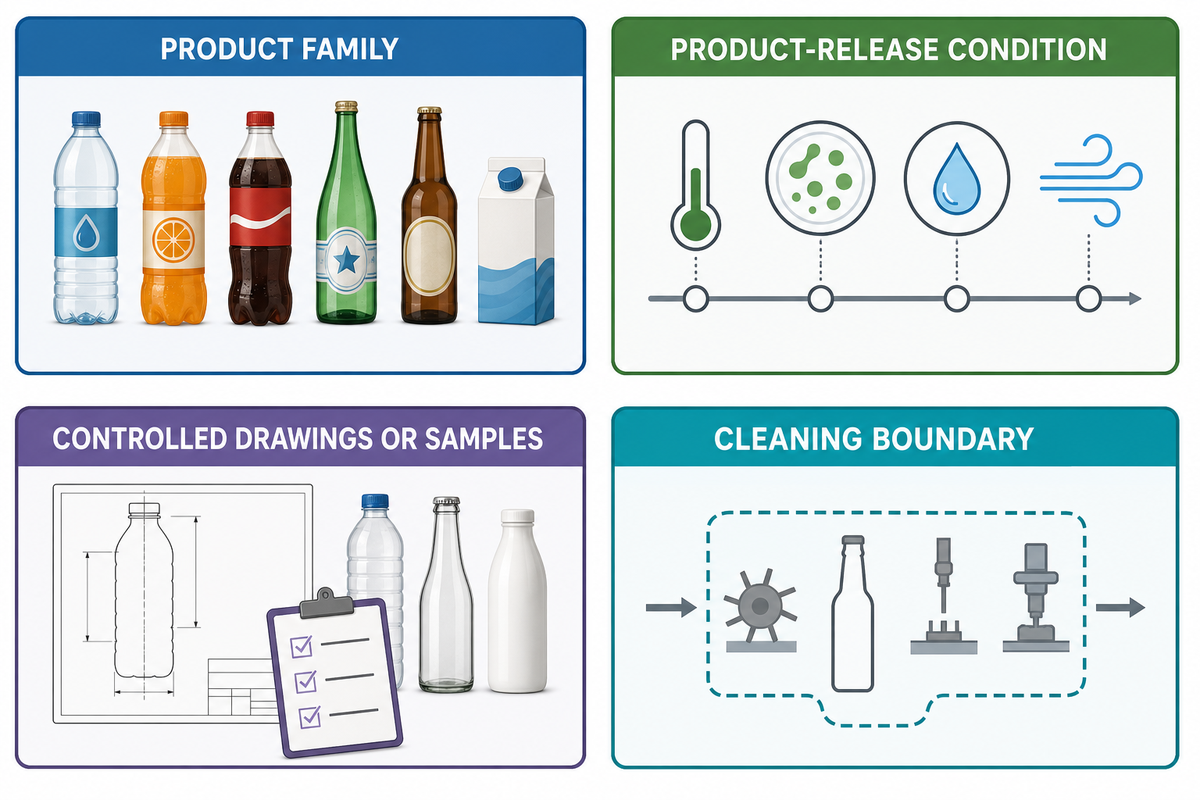 Package-control inputs for product family, release condition, drawings or samples and cleaning boundary