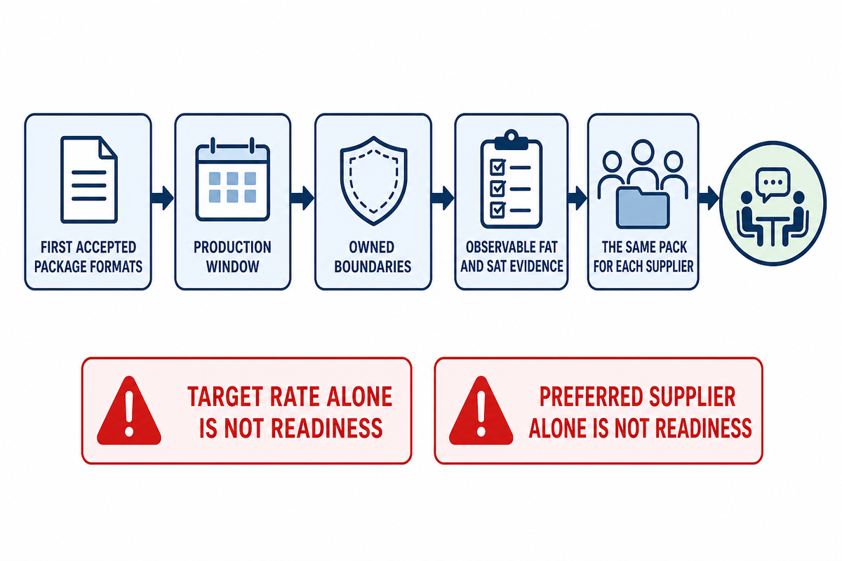 Readiness path showing controlled scope evidence before a solution discussion