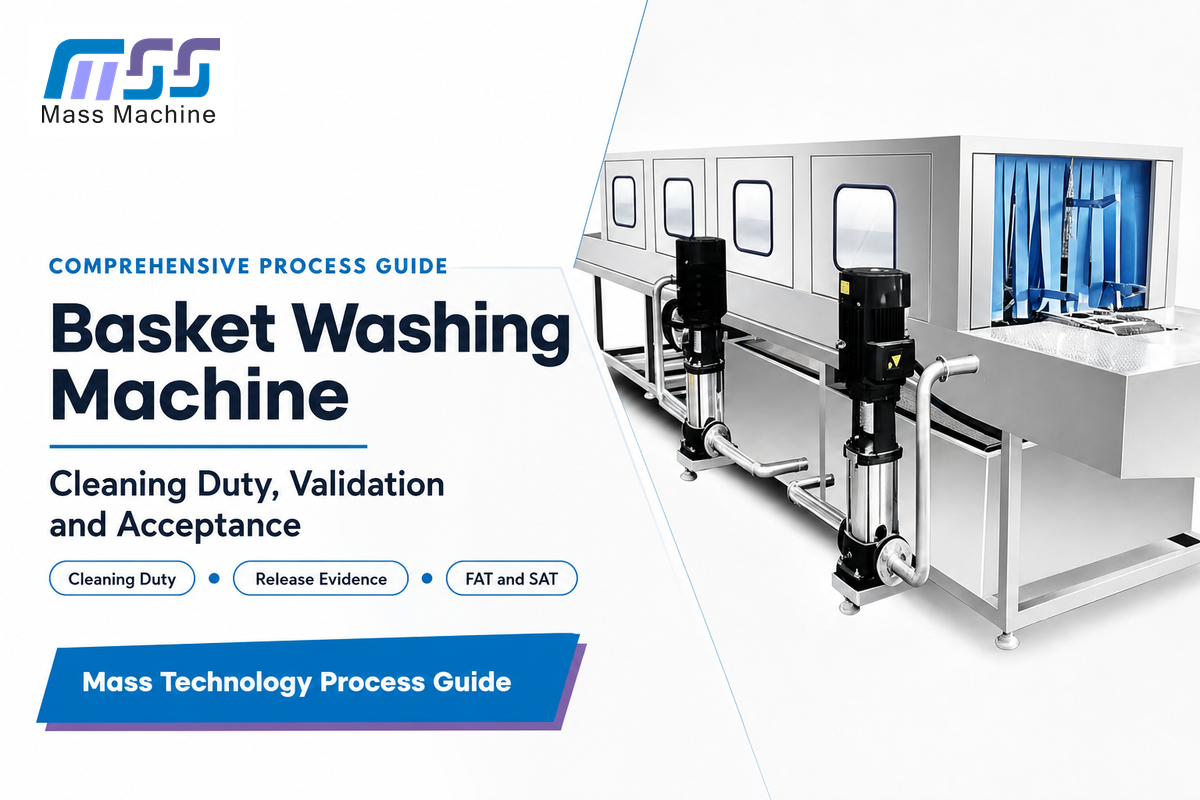 Basket washer guide connecting cleaning duty, validation evidence, and FAT/SAT acceptance — Mass Technology