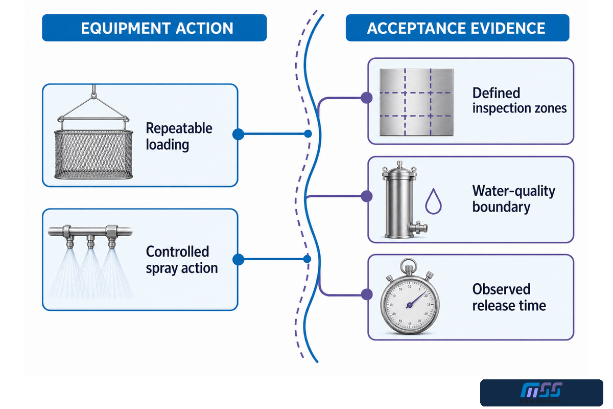 Basket washer capability versus site evidence needed for process proof — Mass Technology guide