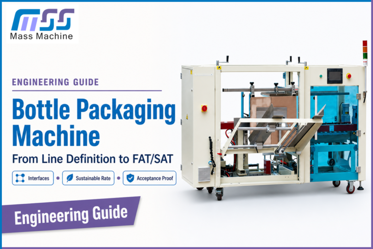Bottle packaging machine engineering guide cover for line definition, interfaces, sustainable rate and FAT/SAT