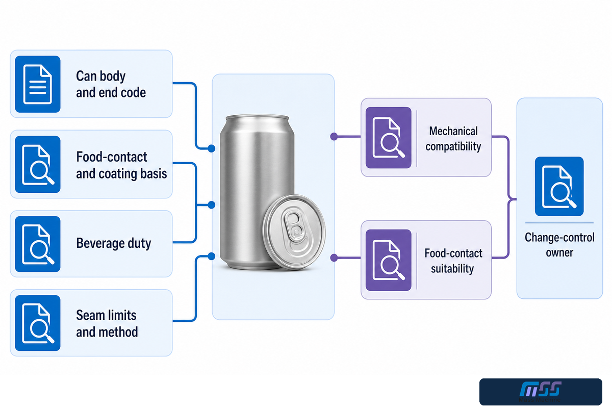 Compatibility freeze map for soda can body, end, coating, beverage duty and seam method