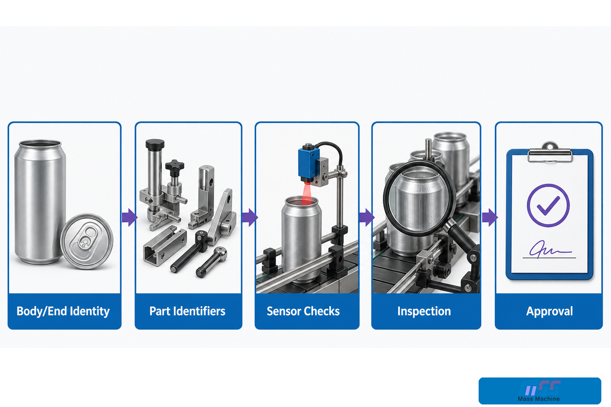 Format recipe diagram connects package identity, parts, sensors, inspection and approval.