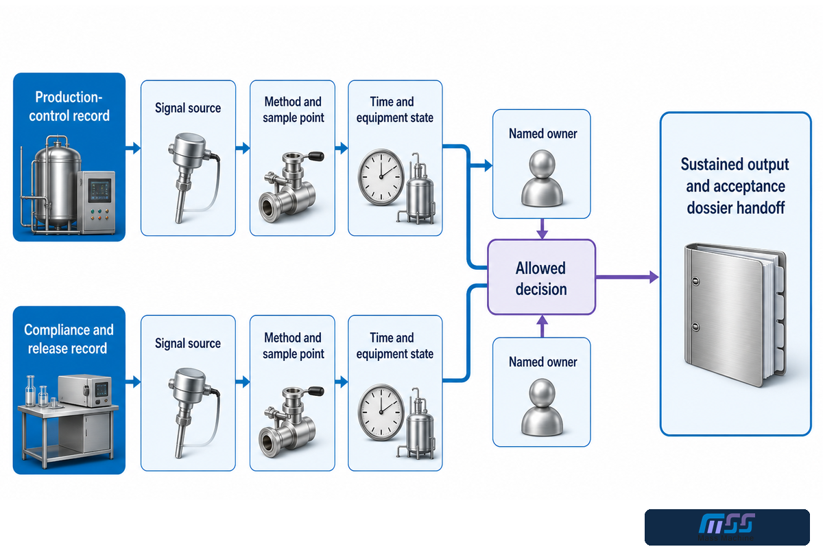 Measurement responsibility handoff between production control and release evidence